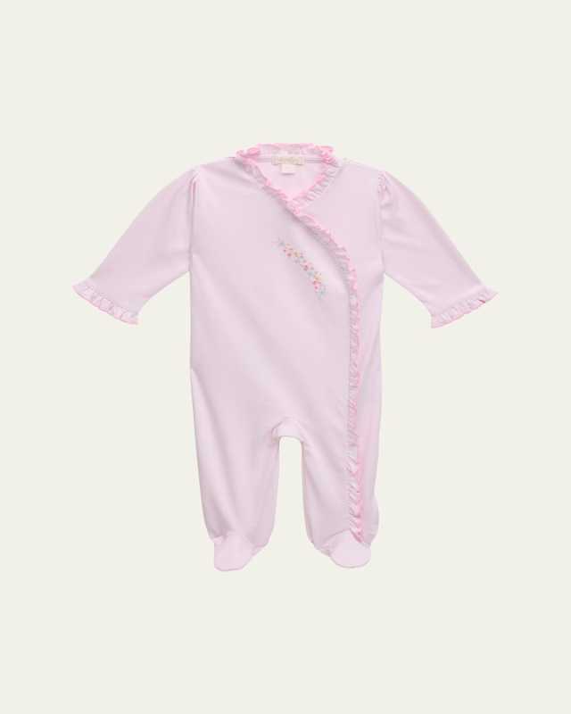 Girl's Premier Flowers Hand Embroidered Footie, Size Newborn-9